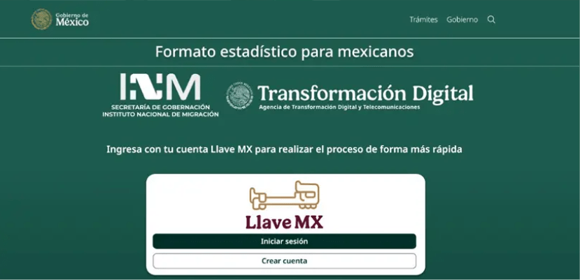 El Formato Estadístico para Mexicanos que salen del país ya puede llenarse en línea